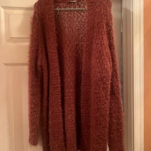 Eyelash open front cardigan